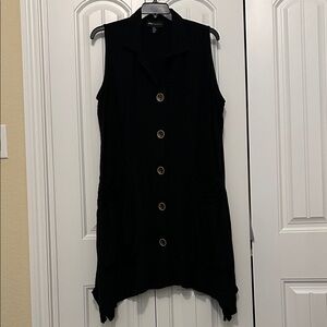 JNY Collection Black Sleeveless Button-Down Dress 1X